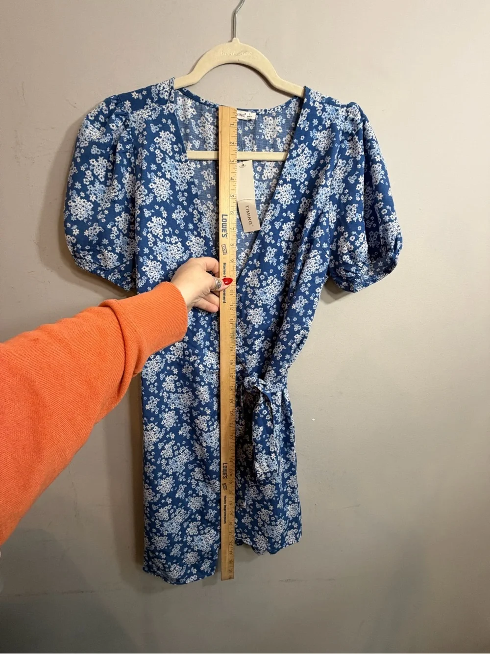 NWT Timing blue white mini wrap dress size large L